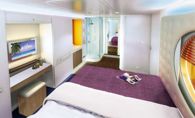 Studio binnenhut op de Norwegian Escape van NCL