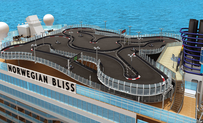 De kartbaan op de Norwegian Bliss